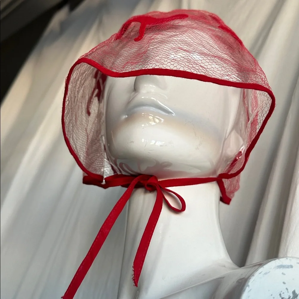 This is Rare Rain Hat Hair and makeup shield 1960 era like new Adorable Mesh in - Picture 3 of 9